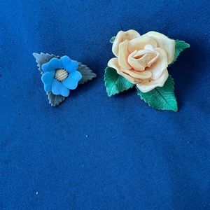 Enamel coated brooches